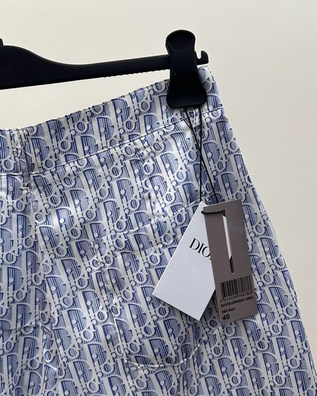 CD Oblique Short-Sleeved Shirt Blue Striped Silk Twill Set