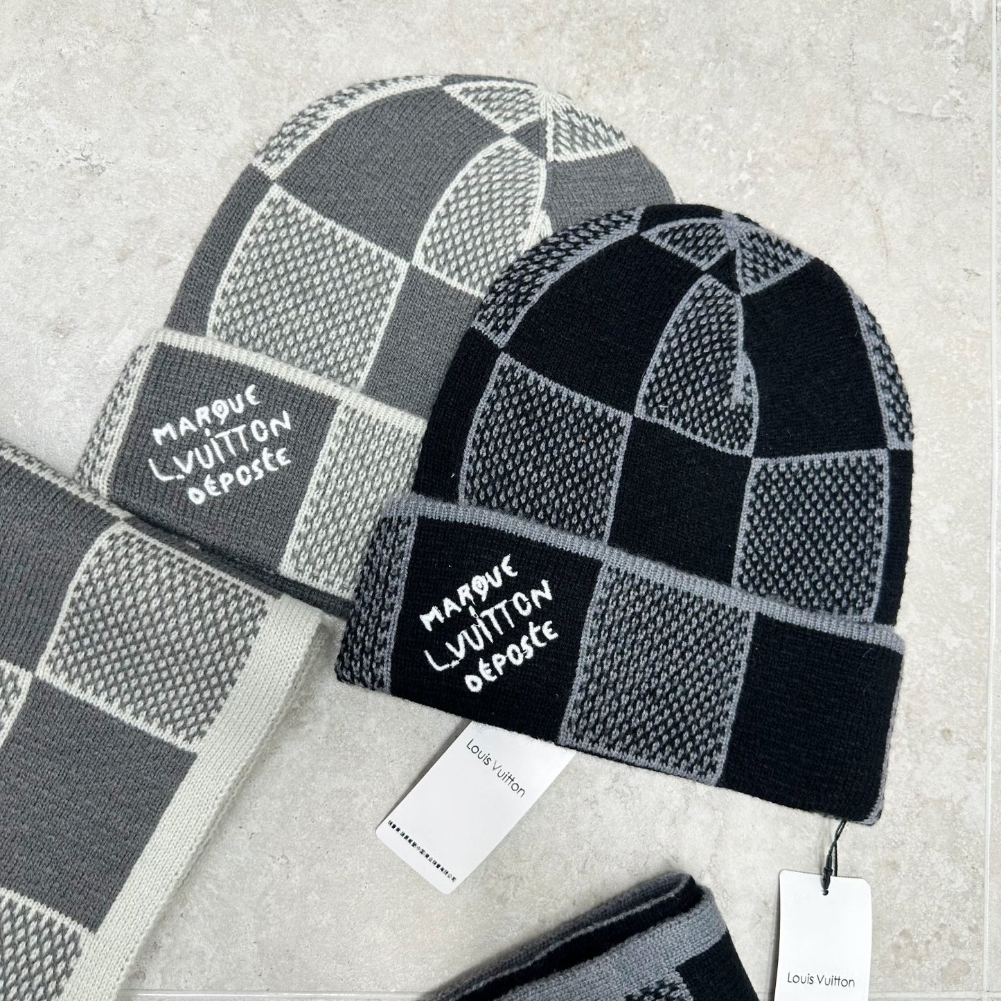 Lv Damier Heritage Scarf & Beanie