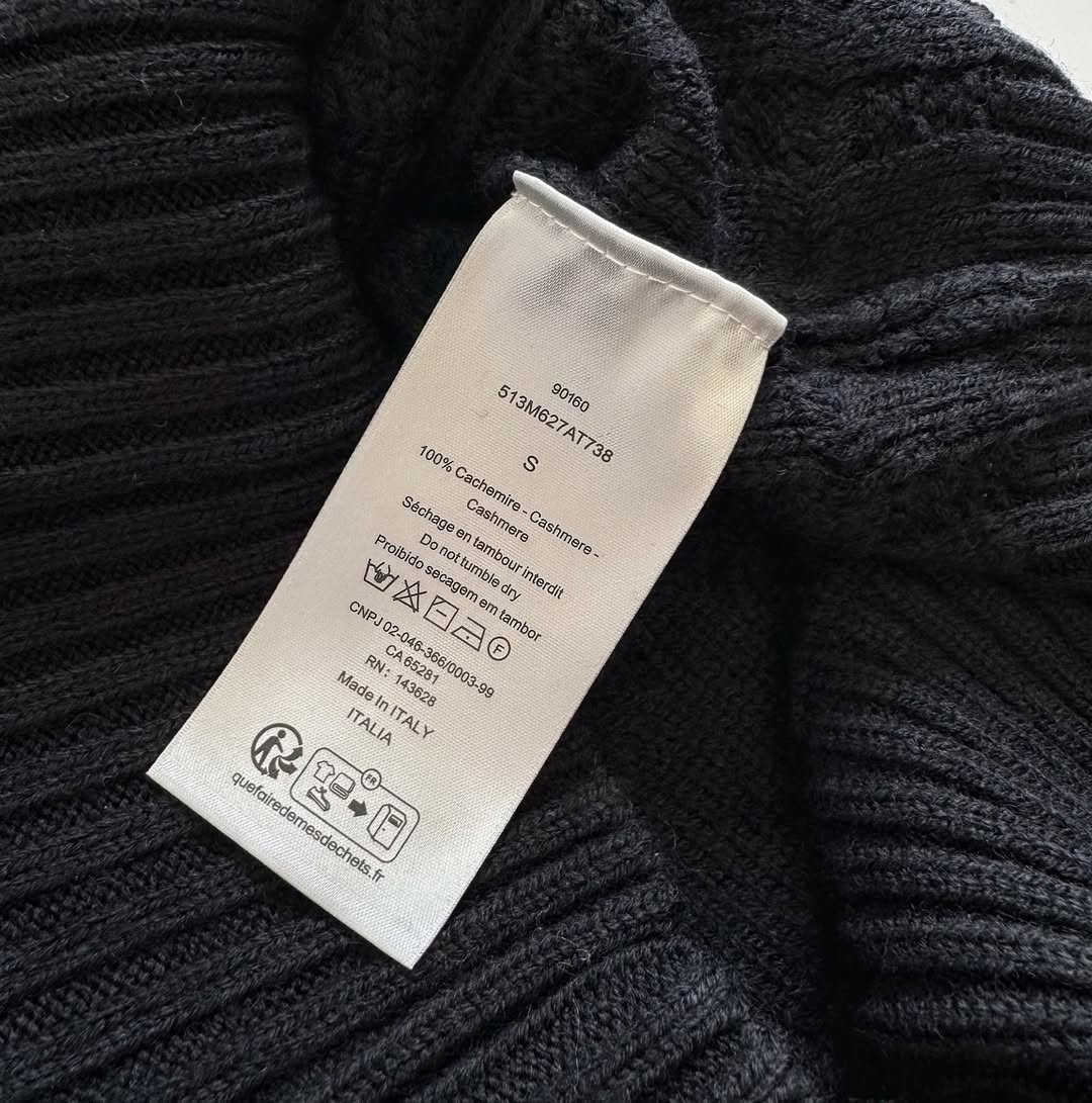 CD Icons Cannage Sweater Black Cashmere Knit