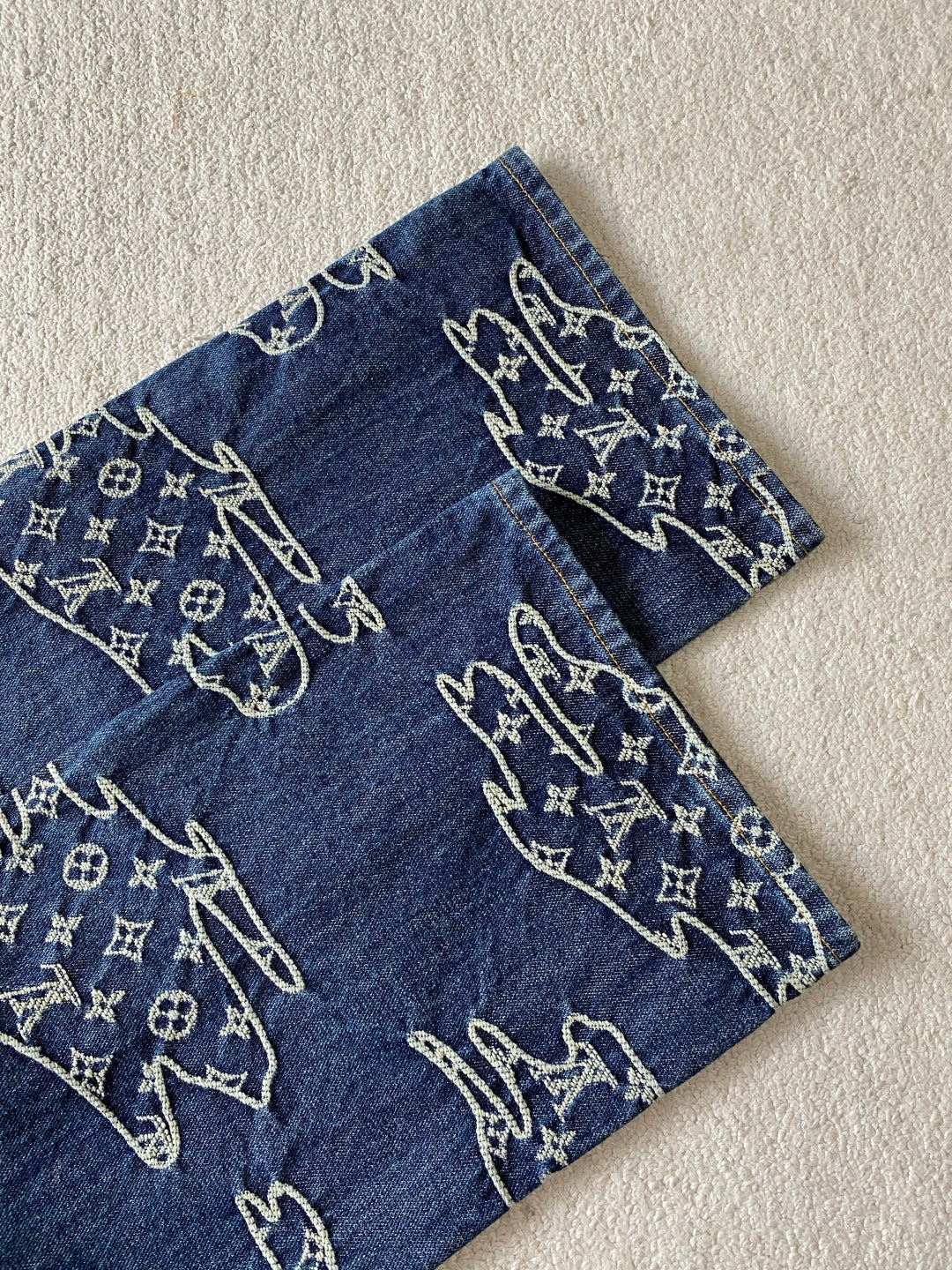 Lv Denim Monogram Pants