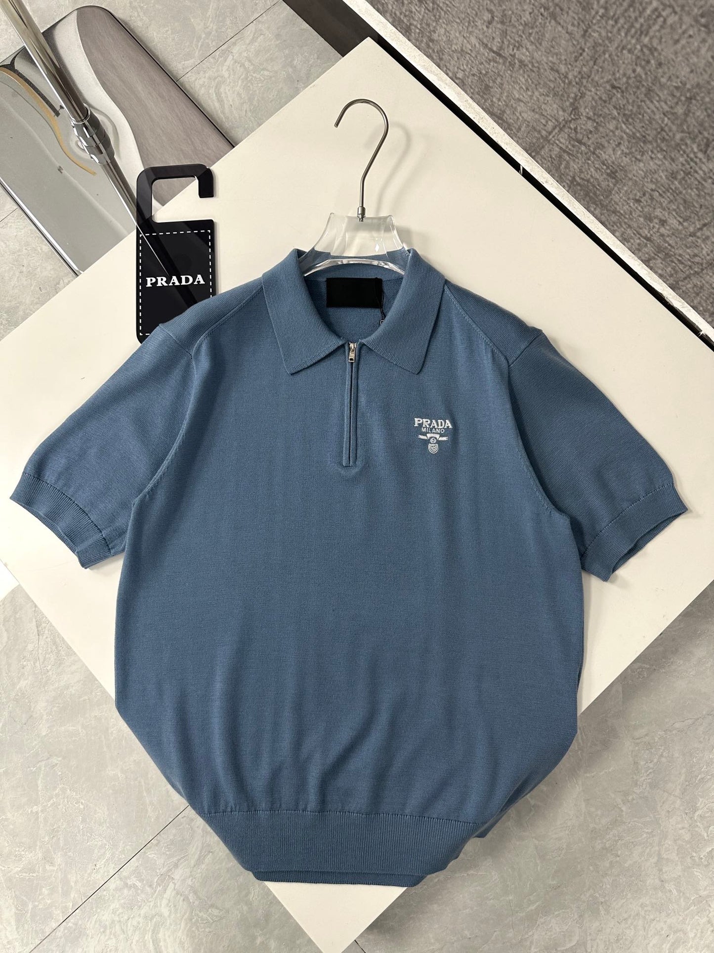 PRD Logo Wool Polo Half Zip Shirt