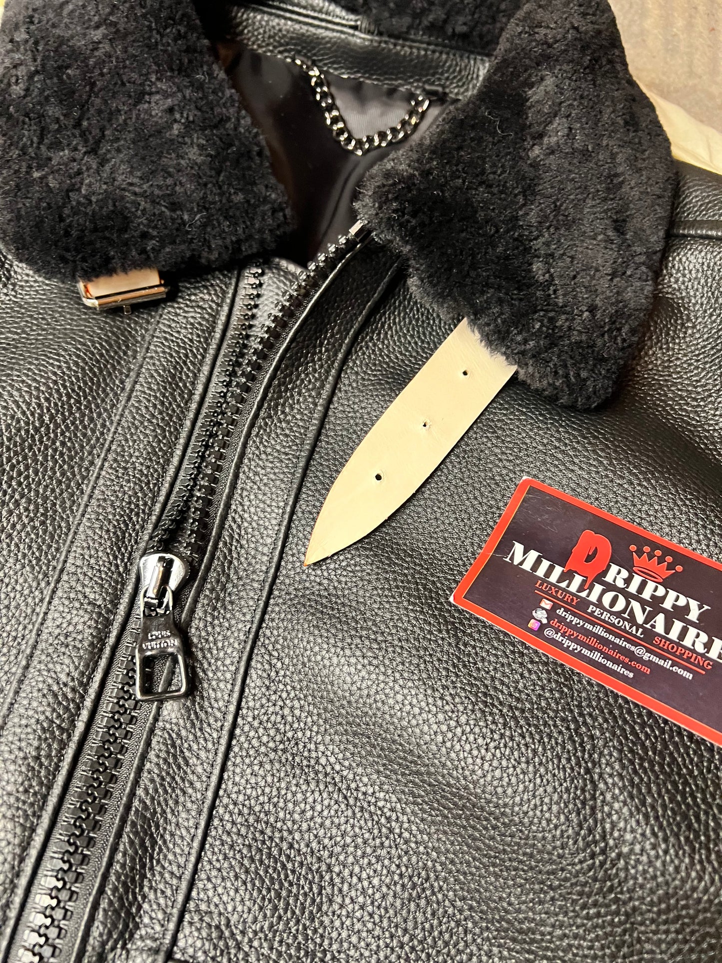 Lv Leather Aviator Jacket