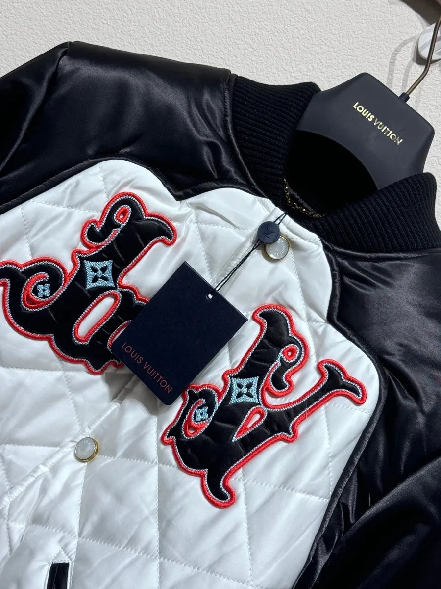 Lv Bicolor Satin Bomber Jacket