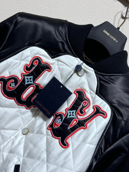 Lv Bicolor Satin Bomber Jacket