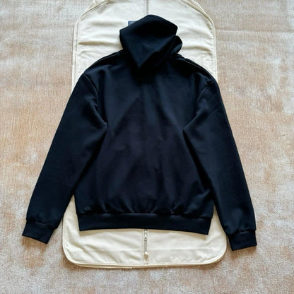 Lv Embroidered Zipped Jersey Hoodie
