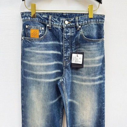 Lv Sunfaded Effect Denim Skate Pants