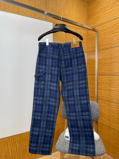 Lv Monogram Tartan Denim Pants