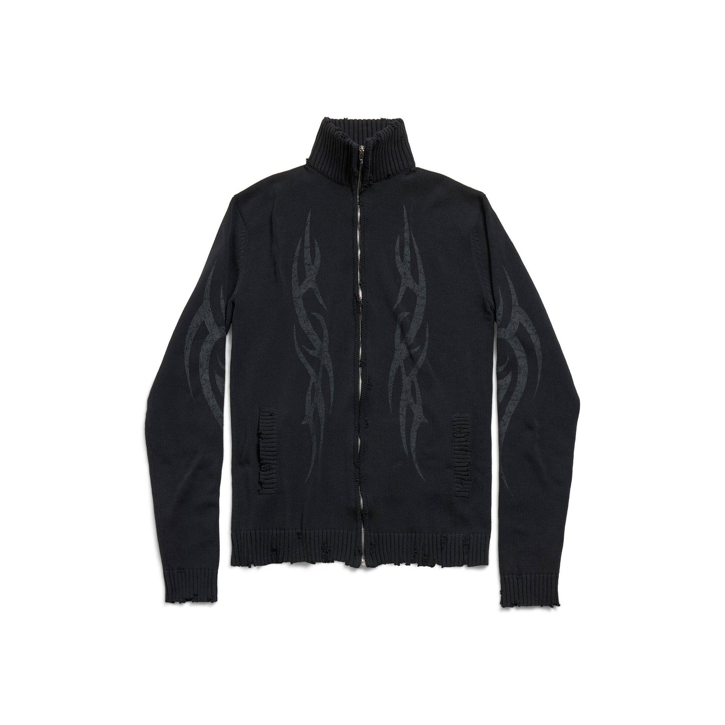 BALE MEN'S Y2K ZIP-UP CARDIGAN IN BLACK