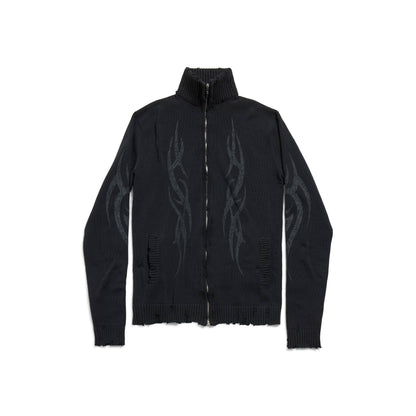 BALE MEN'S Y2K ZIP-UP CARDIGAN IN BLACK