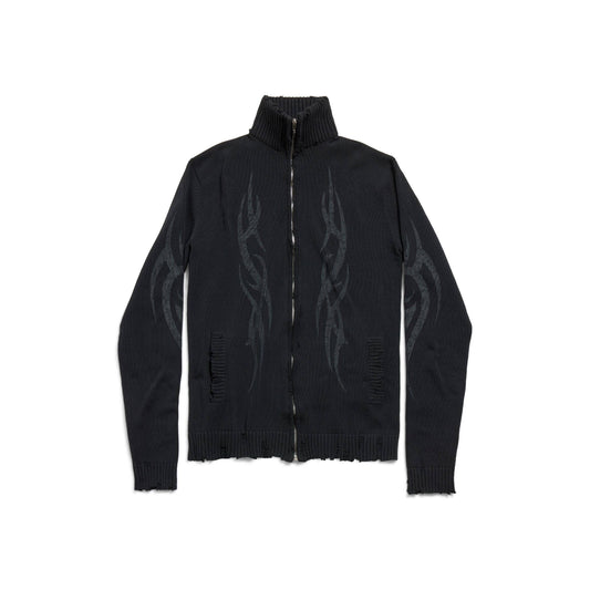 BALE MEN'S Y2K ZIP-UP CARDIGAN IN BLACK