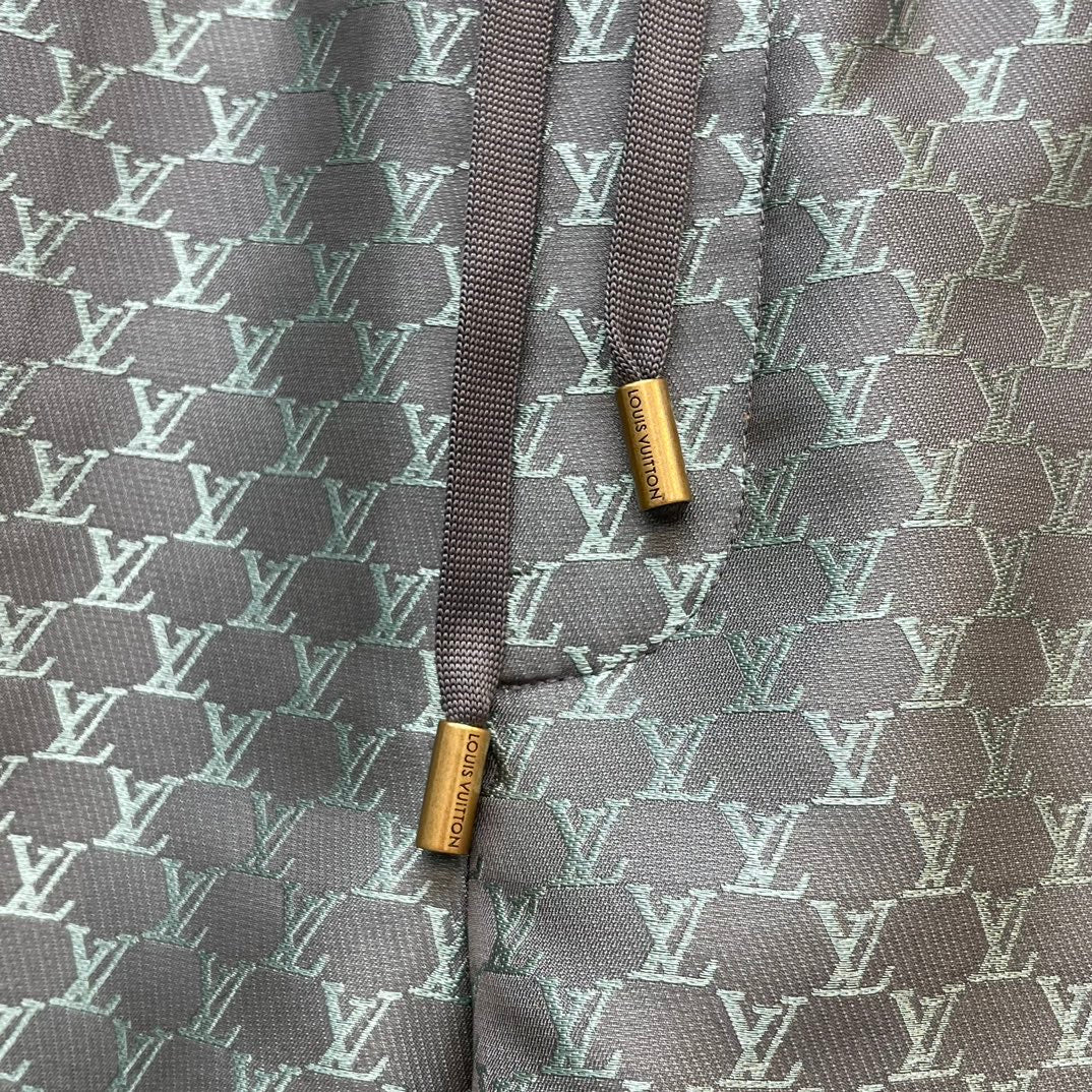 Lv Monogram Silk Shirt And Shorts Set