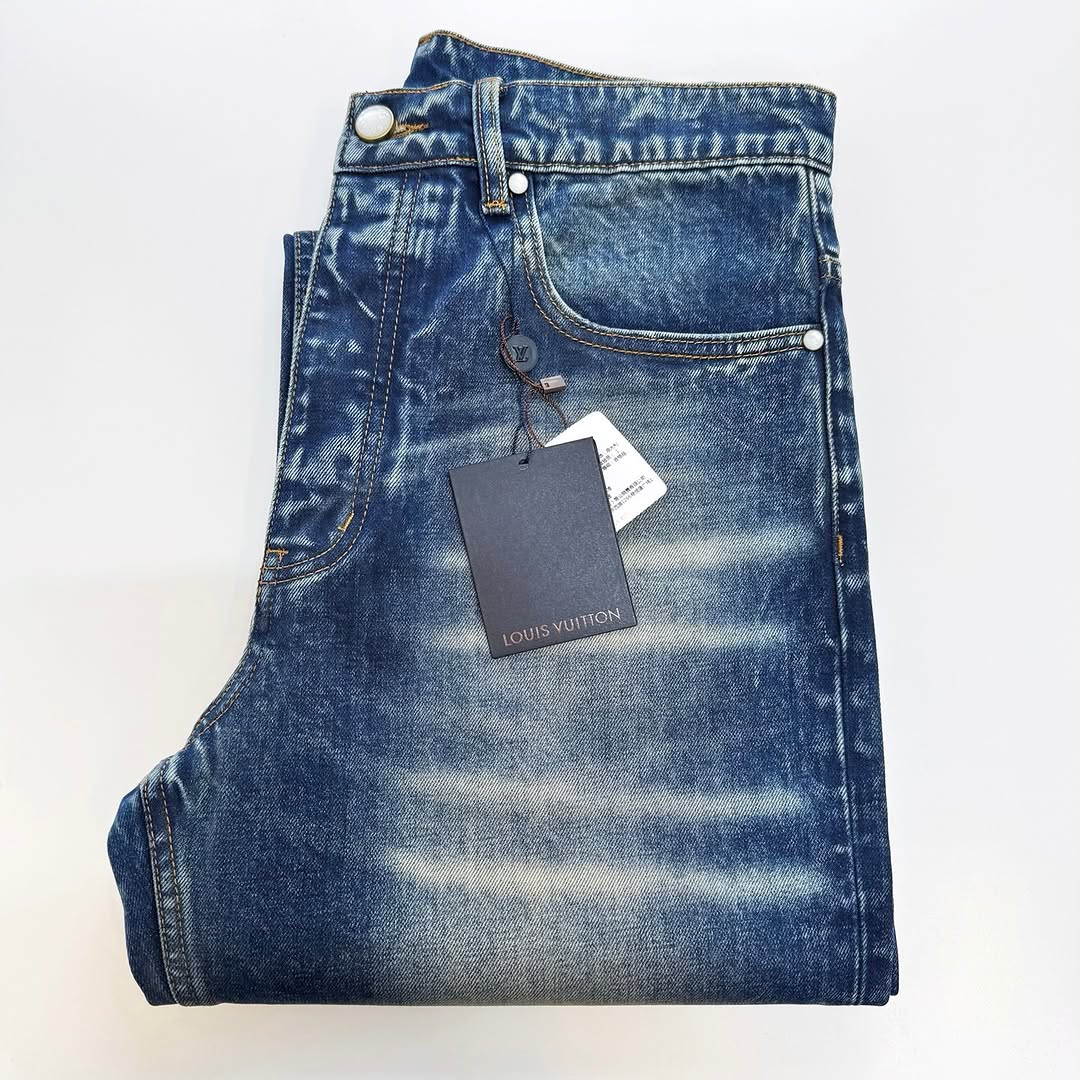 Lv Sunfaded Effect Denim Skate Pants