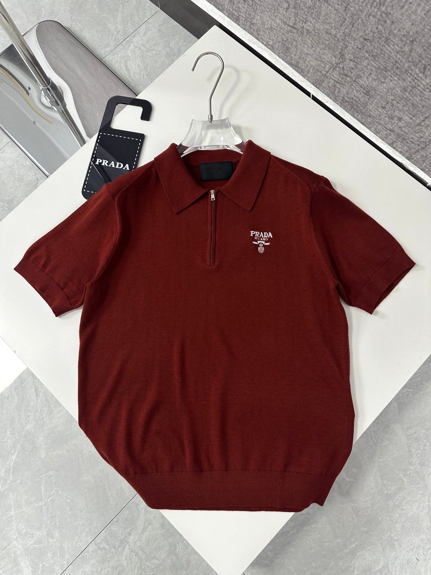 PRD Logo Wool Polo Half Zip Shirt
