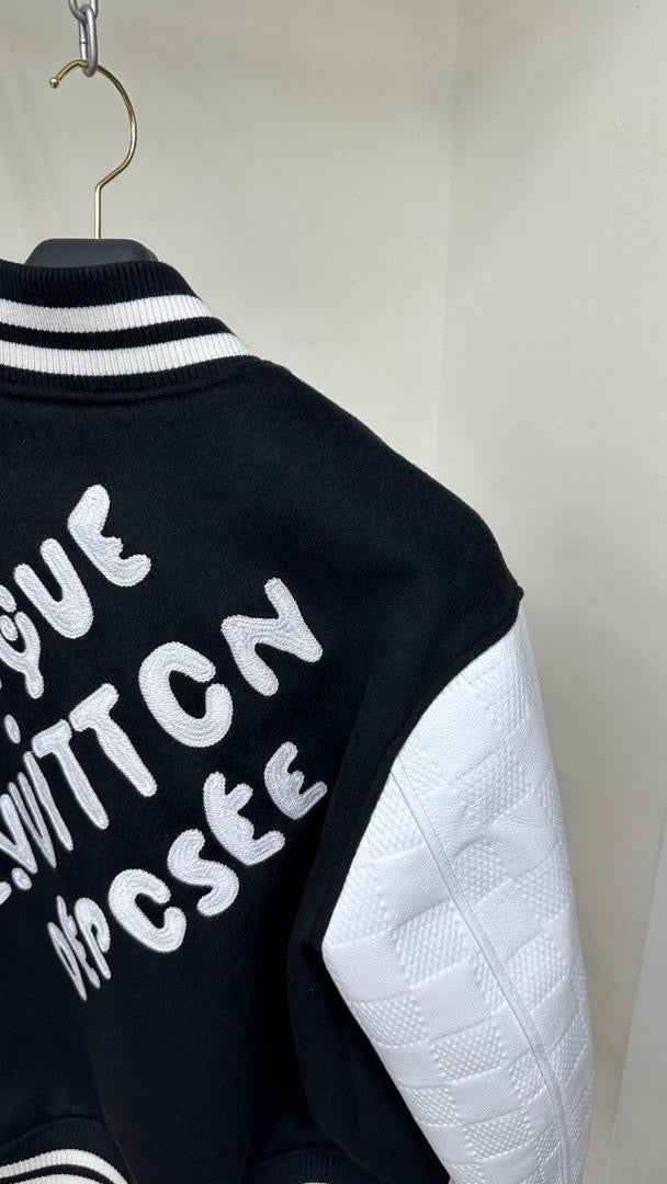 Lv Mix Leather Varsity Blouson