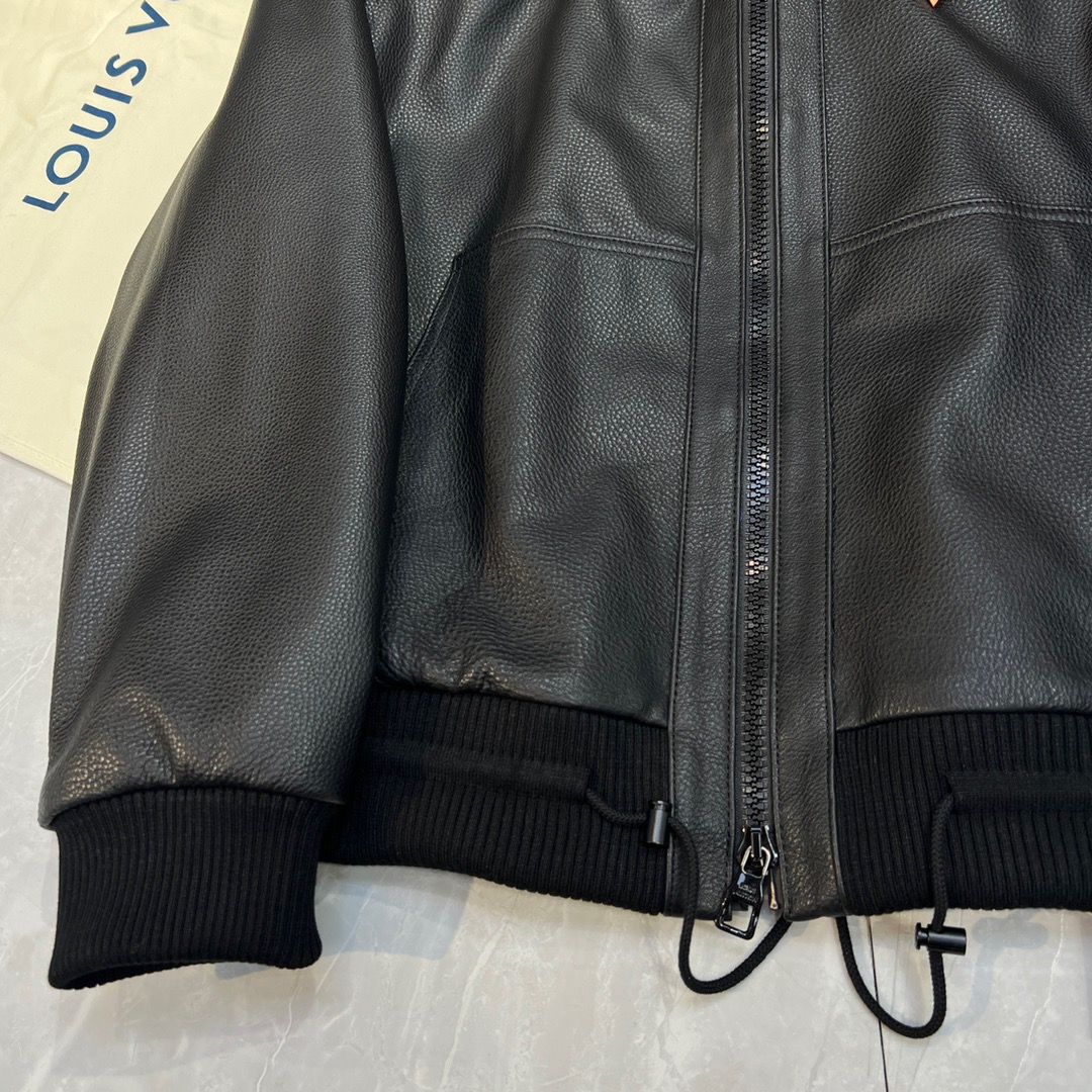 Lv Leather Aviator Jacket