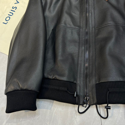 Lv Leather Aviator Jacket