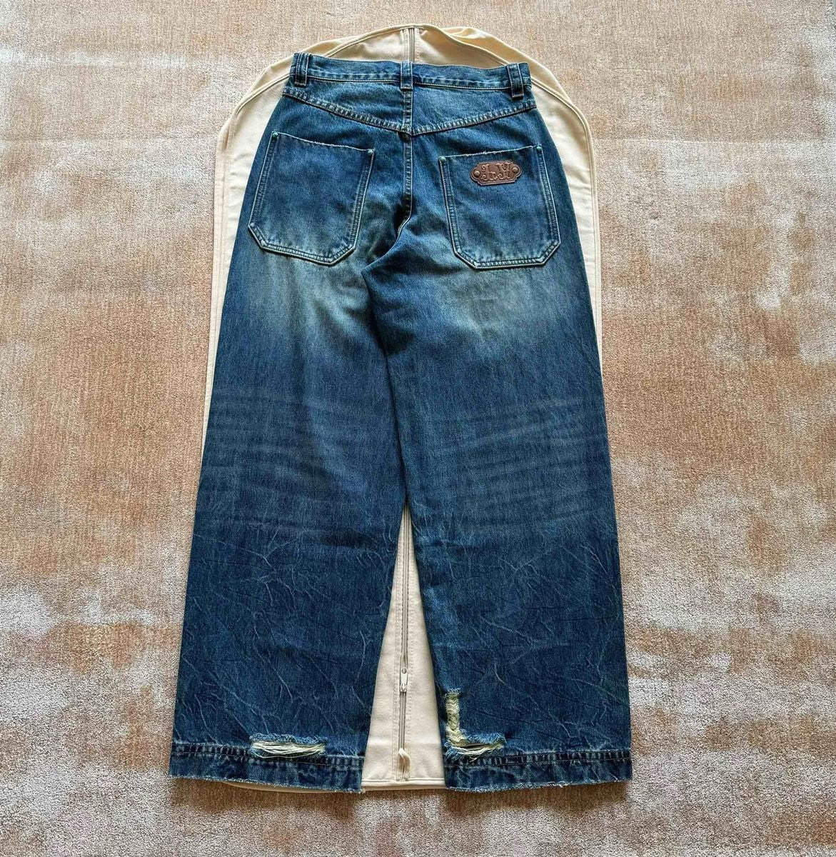 Lv Washed Denim Workwear Pants