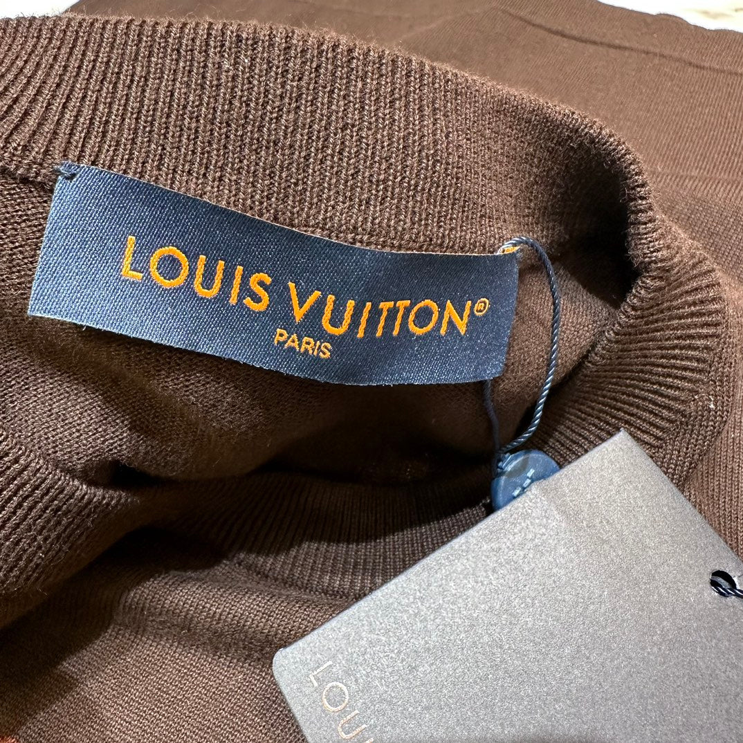 Lv Short-Sleeved Damier Wool Shirt