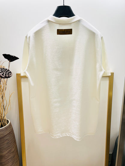 Lv Short-Sleeved Damier Wool Shirt