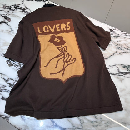 Lv Short-Sleeved Damier Wool Shirt