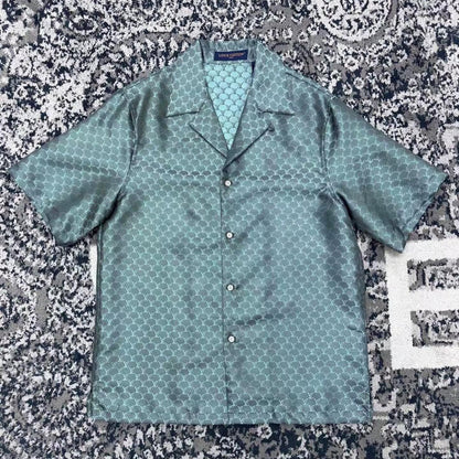 Lv Monogram Silk Shirt And Shorts Set
