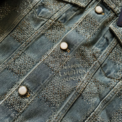 Lv Denim Jacket With Crystals