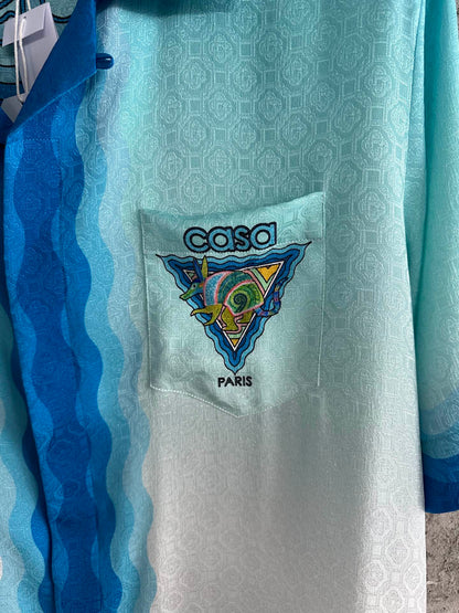 Casablanca Monogram Short Silk Shirt