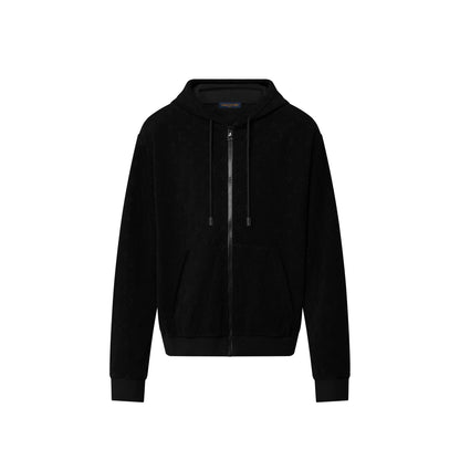 Lv Monogram French Terry Zip-Through Hoodie