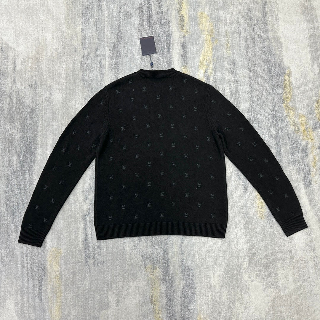 Lv Embroidered Signature Merino Crewneck