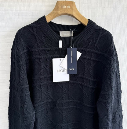 CD Icons Cannage Sweater Black Cashmere Knit
