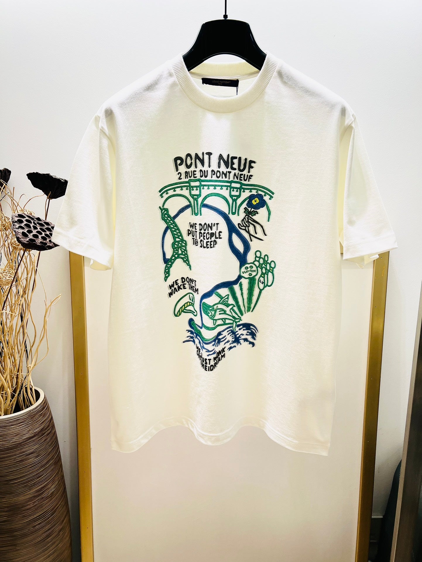 Lv Short-Sleeved Damier Wool Shirt