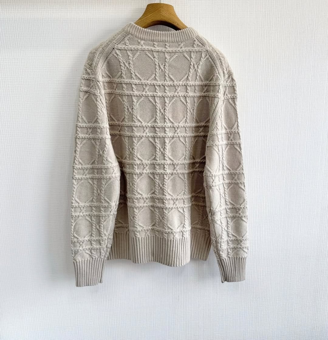 CD Icons Cannage Sweater Beige Cashmere Knit