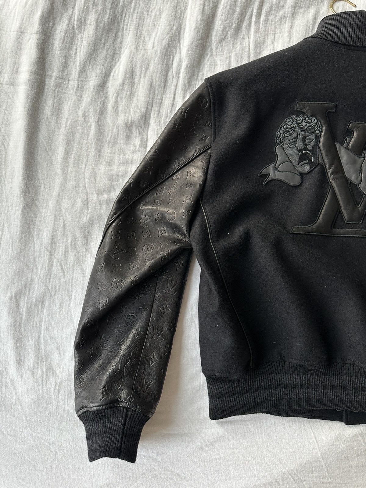 Lv Monogram Embossed Leather And Wool Blouson