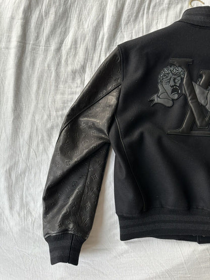 Lv Monogram Embossed Leather And Wool Blouson