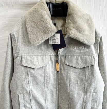 Lv Wool Blouson With Shearling Collar