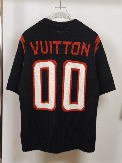 Lv Short-Sleeved Damier Wool Shirt