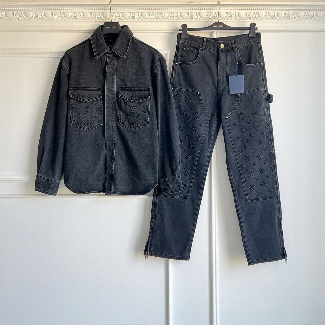 LV Monogram Denim Jacket and Jeans Set