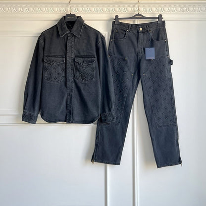 LV Monogram Denim Jacket and Jeans Set