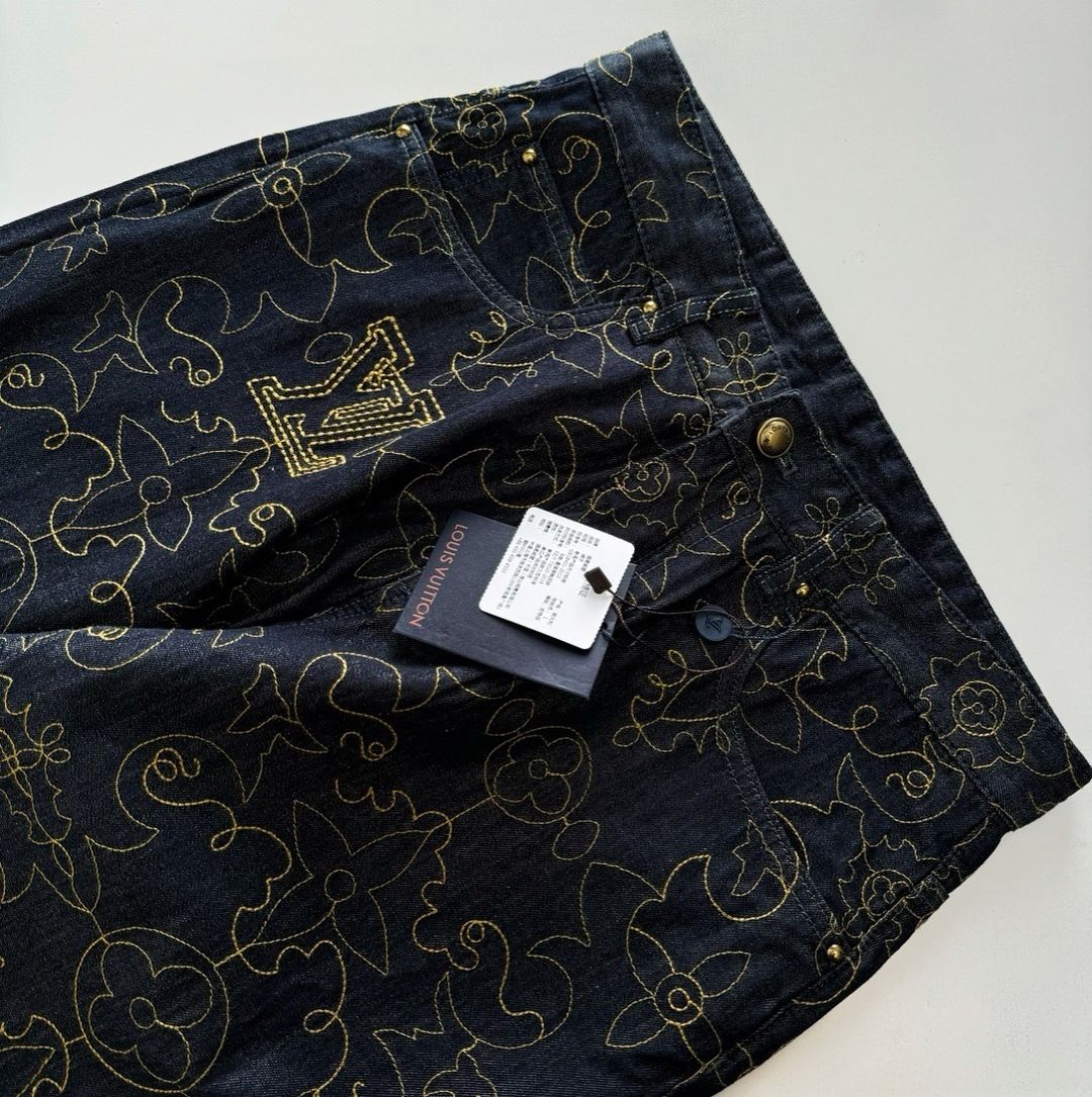 LV Embroidered Denim Pants