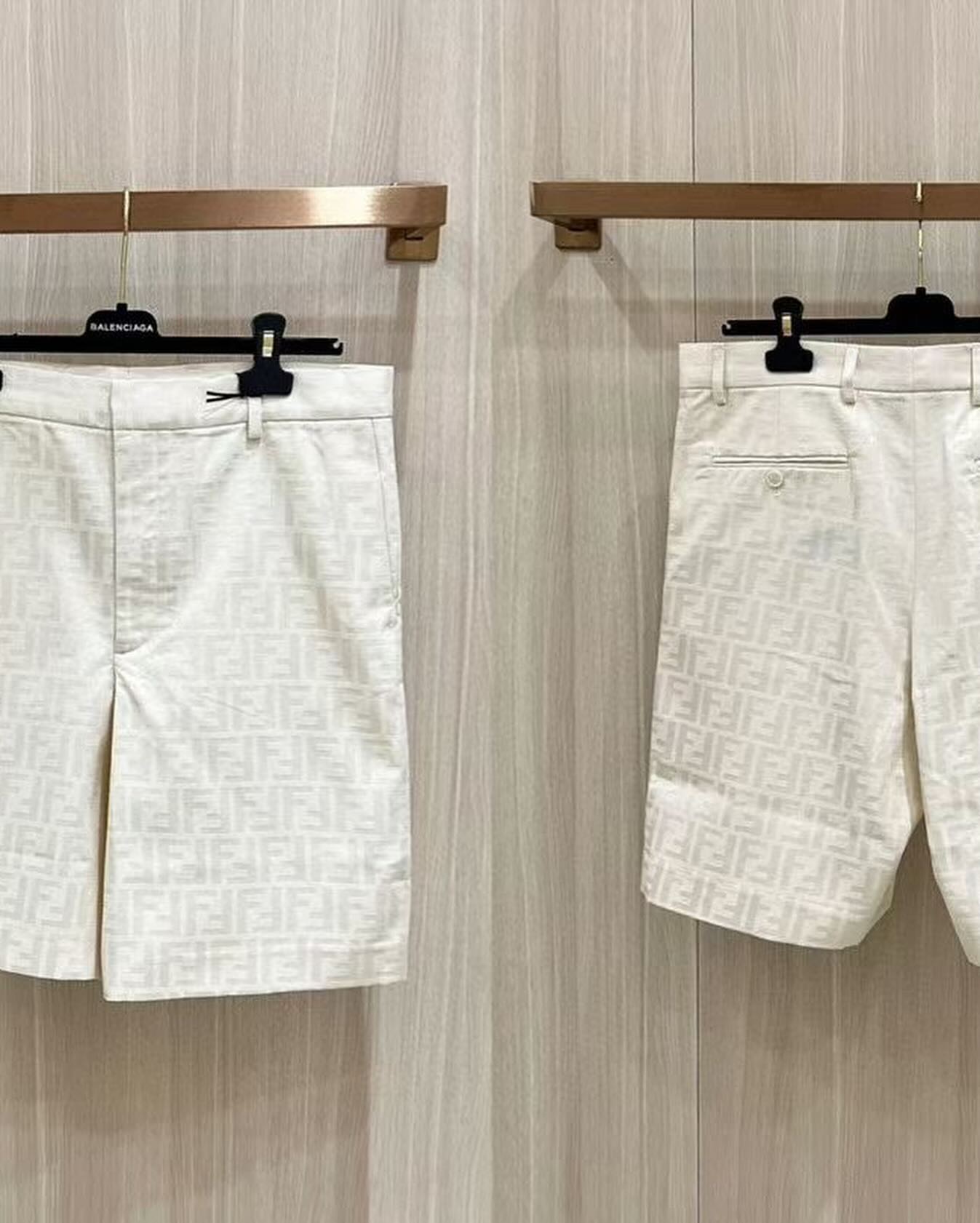 FND Monogram Silk Shorts White