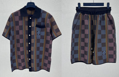Lv Cotton Silk Shirt And Shorts Set