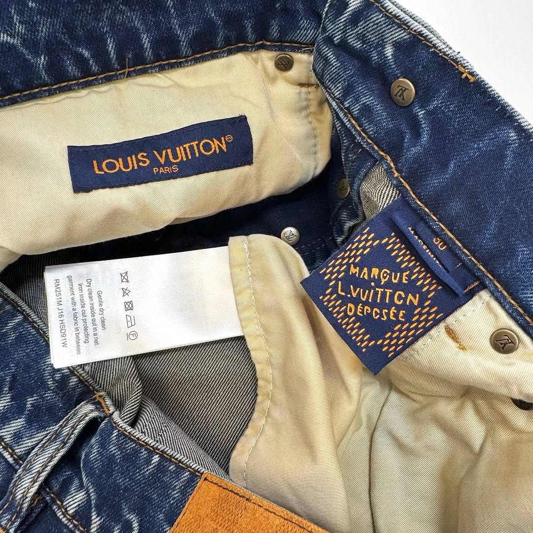 Lv Sunfaded Effect Denim Skate Pants