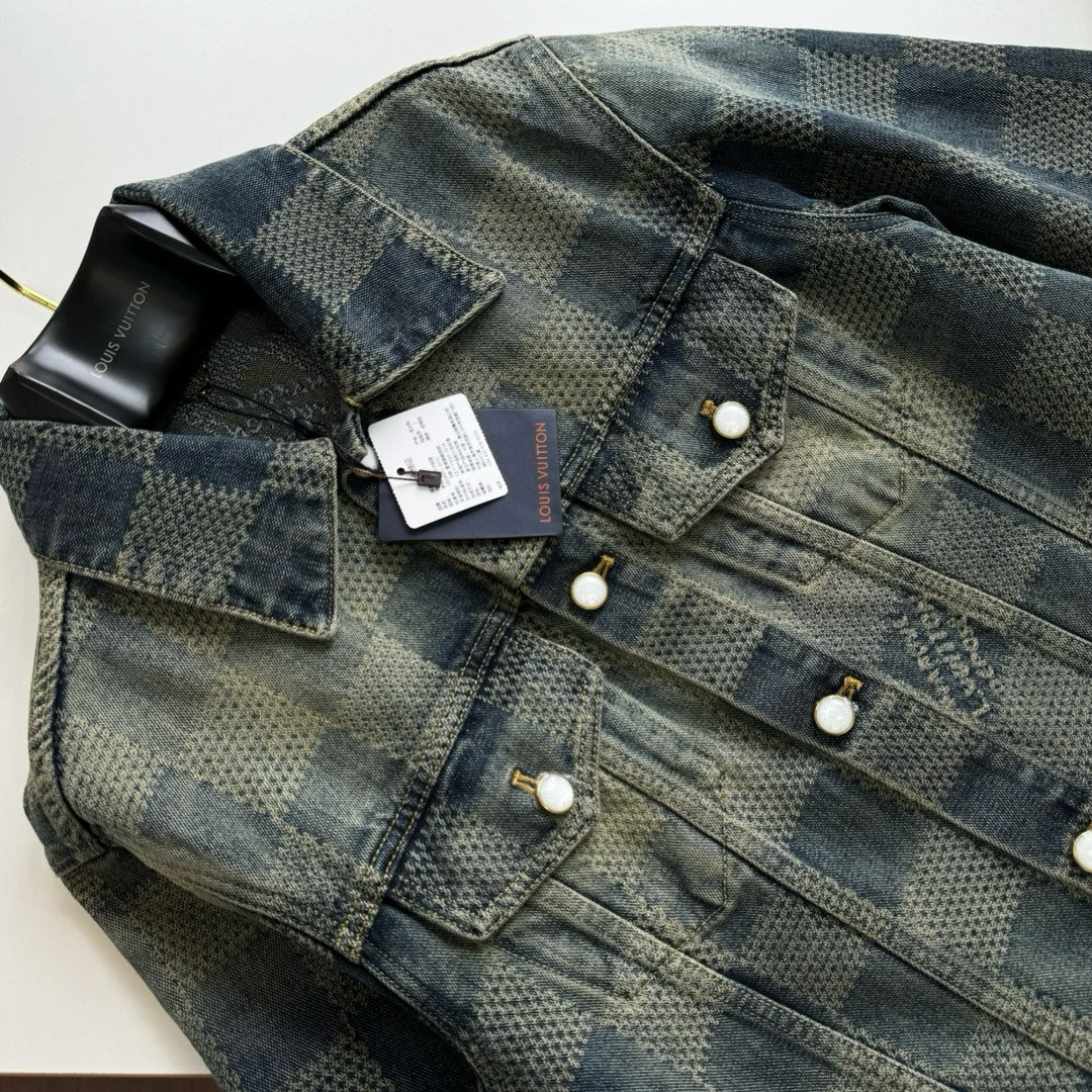Lv Damier Washed Denim Jacket