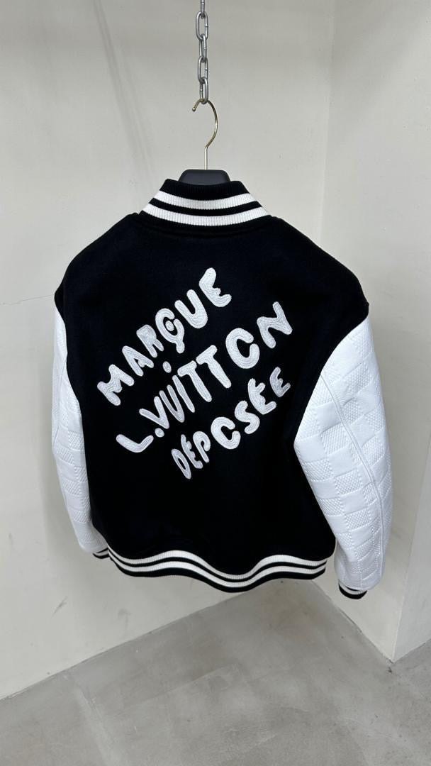 Lv Mix Leather Varsity Blouson