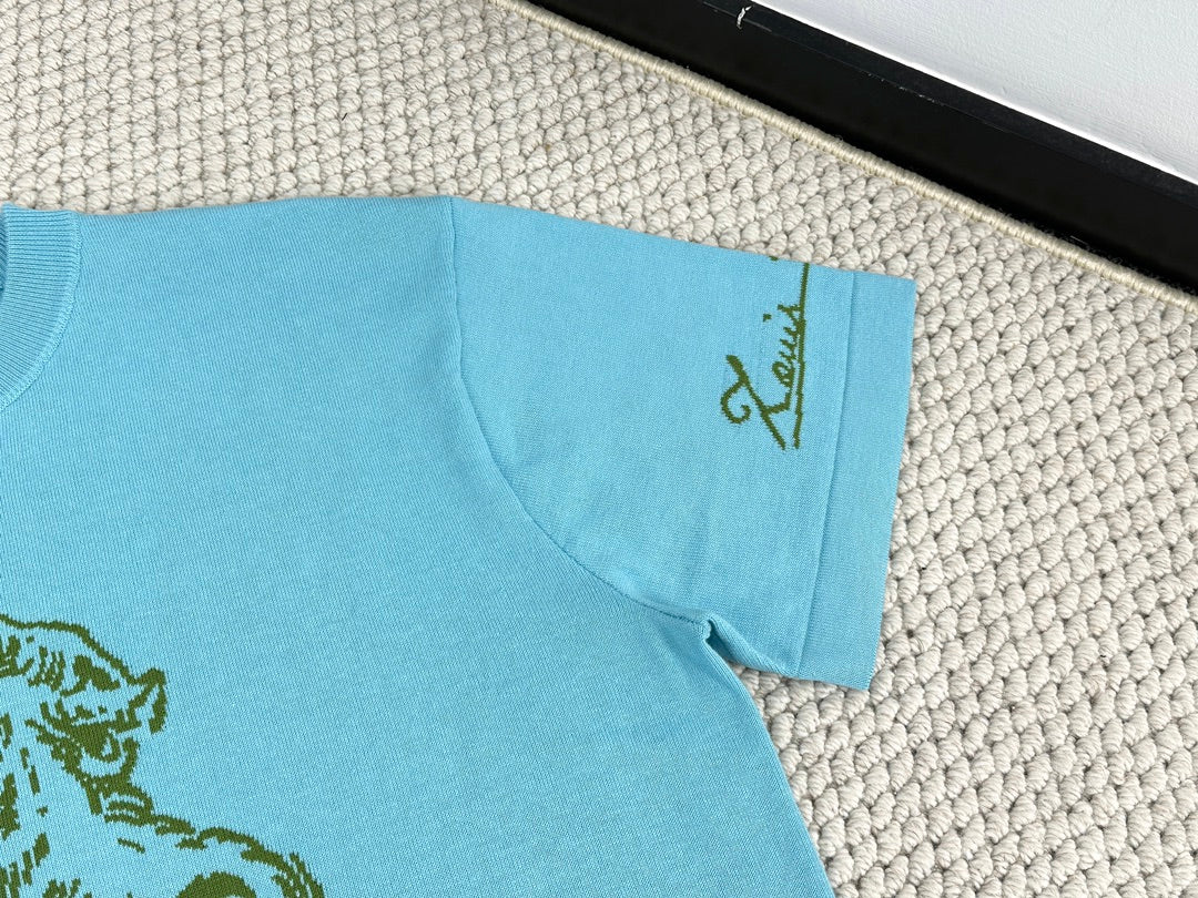 Lv Short-Sleeved Damier Wool Shirt