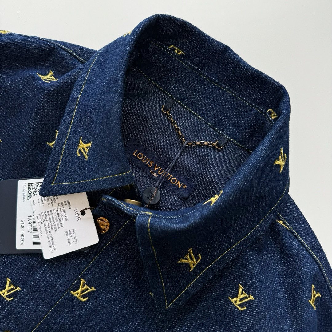 LV Monogram Denim Shirt And Shorts Set