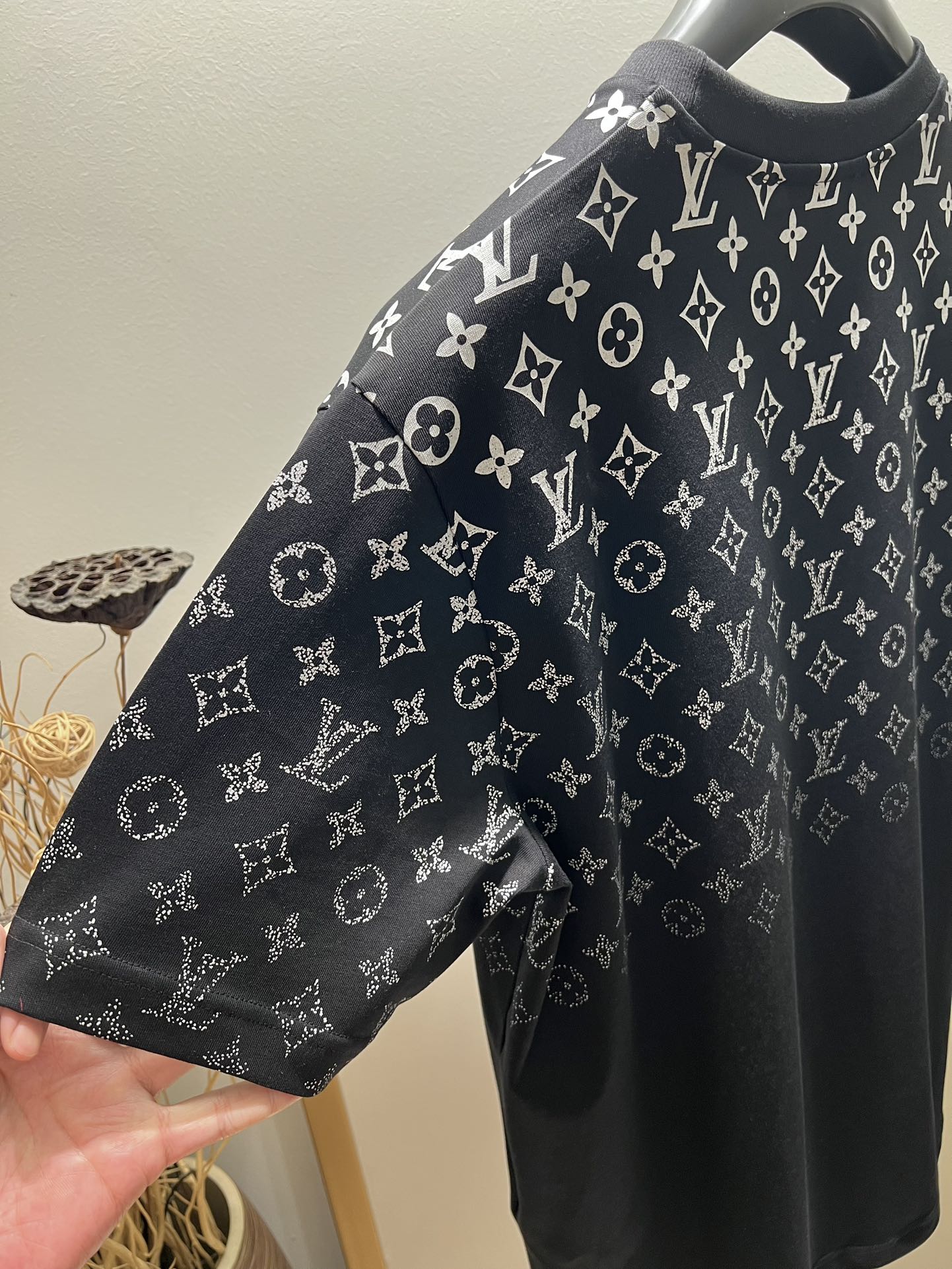 Lv Short-Sleeved Monogram Wool Shirt