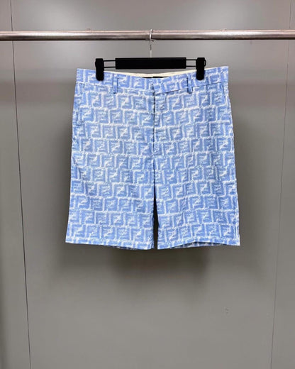 FND Monogram Silk Shorts Blue