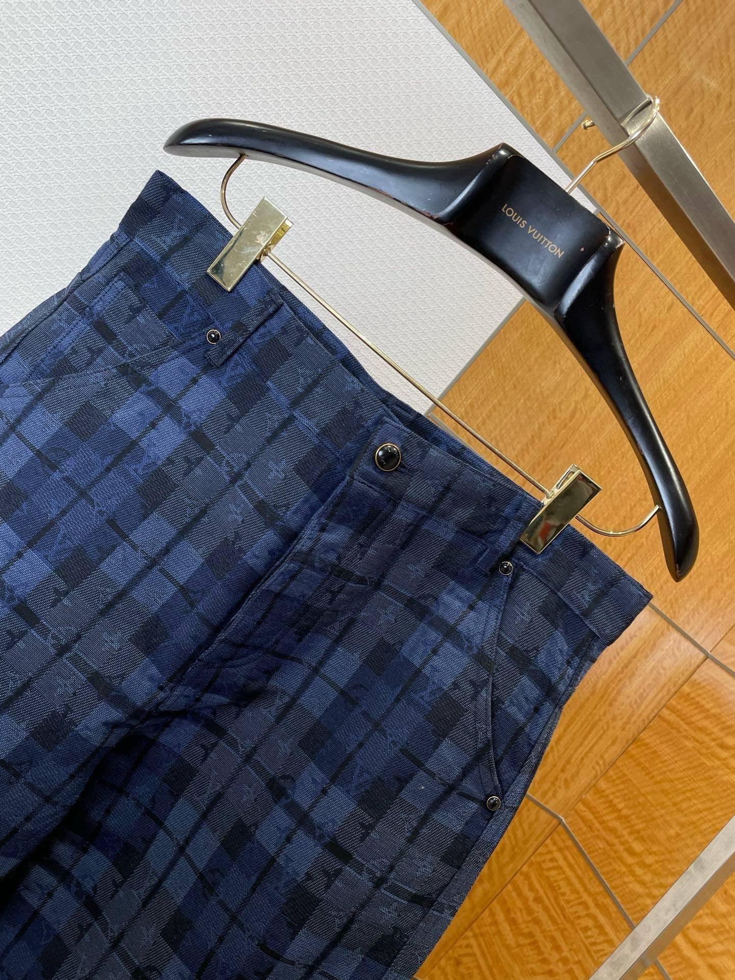 Lv Monogram Tartan Denim Pants