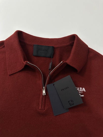 PRD Logo Wool Polo Half Zip Shirt